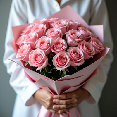 Монобукет 25 розовых роз (Эквадор)