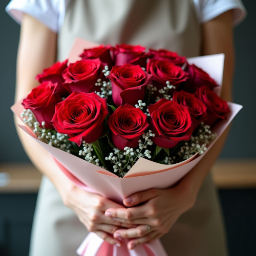 Букет 101 красная и белая роза 60см (Эквадор)