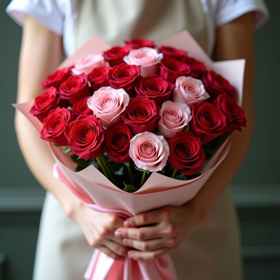 Букет из 51 кустовой розы 60см