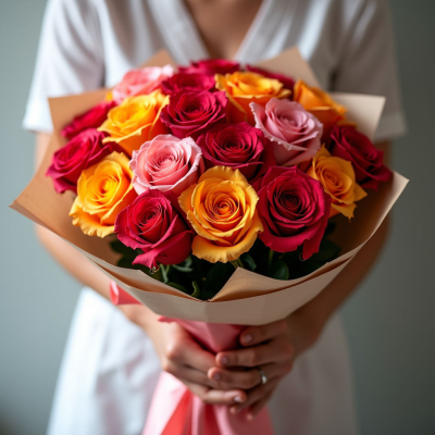 Букет из 101высокой кустовой розы "Fireworks"