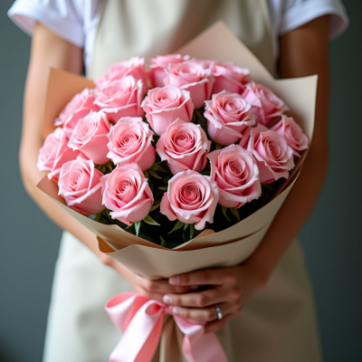 Букет 101 розовая роза (Эквадор) 50см