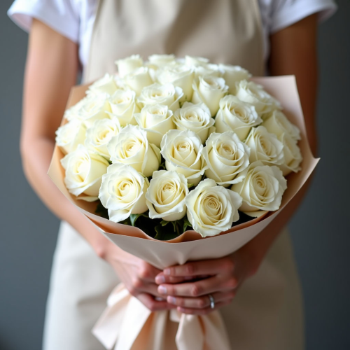 Букет 101 кустовая белая роза