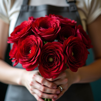 Красные ранункулюсы