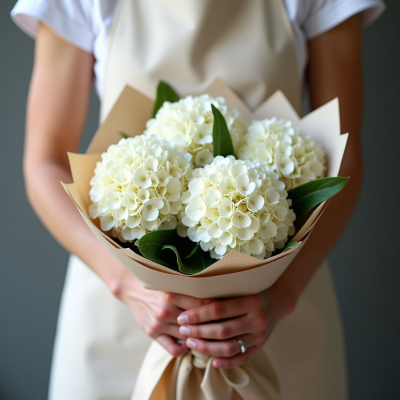 Букет из белых гортензий