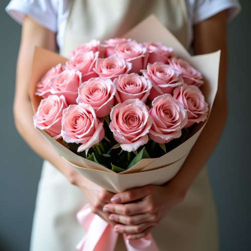 Букет 21 розовая роза