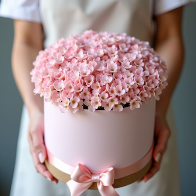 Коробочка из розовой гипсофилы 