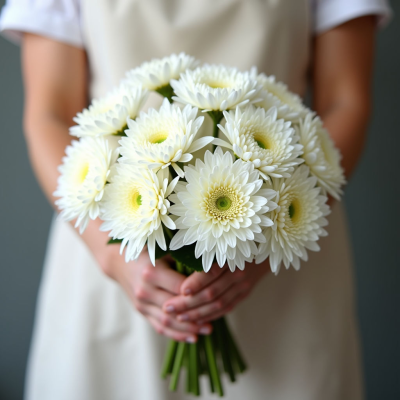 Букет из 15 белых хризантем