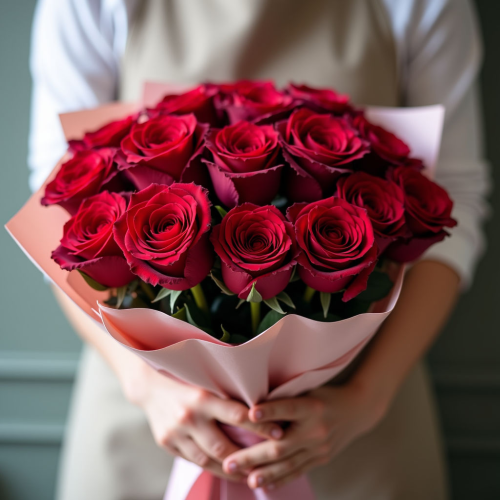 Букет 25 малиновых роз