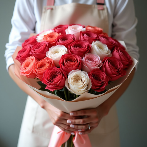 Монобукет из пионовидных роз 25шт