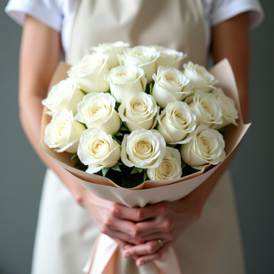 Букет 101 белая роза "Новая Голландия"