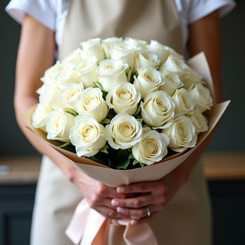 Букет 36 белые розы