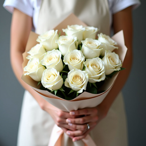 Букет из 21 белой розы