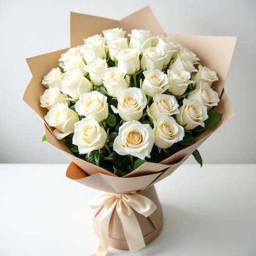 101 белая роза (Эквадор) 60см