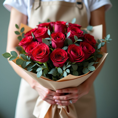 Букет из роз с зеленью