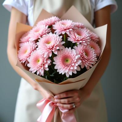 Букет из розовых хризантем