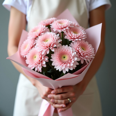 Букет из розовых хризантем 