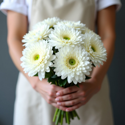 Букет из 7 белых хризантем
