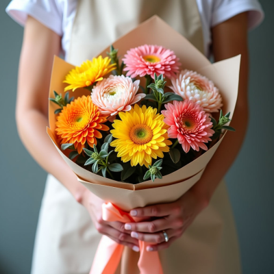 Букет из 5 хризантем