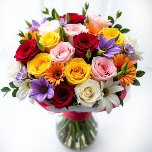 Букет из роз и альстромерий