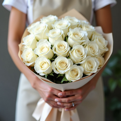 Букет из белых роз 25шт 60см (Эквадор)