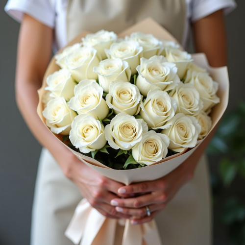 Букет из белых роз 25шт 60см (Эквадор)