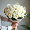 Монобукет из 101 белой розы 40см (Кения)