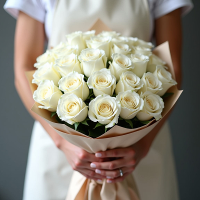 Монобукет из белых роз 25шт